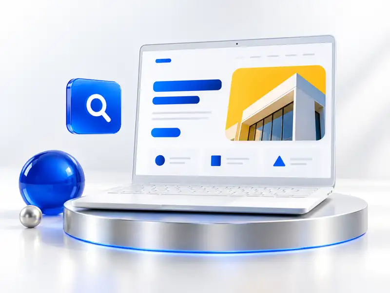 Starter package illustration: website and device arrangement